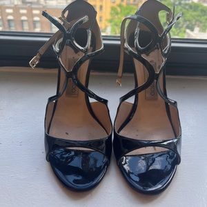 Jimmy Choo Asia Patent Ankle Strap Sandals